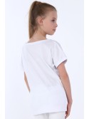 Bluza fetita cu capse rotunde, alba NDZ8282 - Magazin online - Boutique